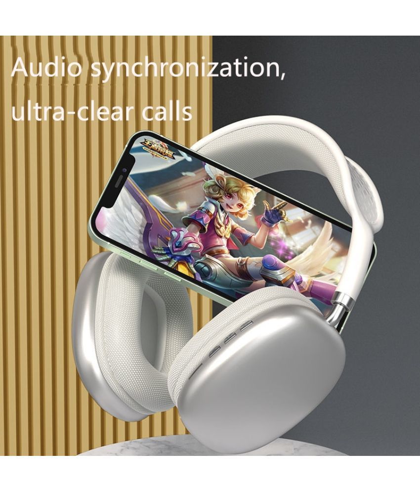 ESTEPER P9 Silver Headphones Bluetooth Bluetooth Headphone On Ear 8 Hours Playback Active Noise cancellation IPX4(Splash & Sweat Proof)