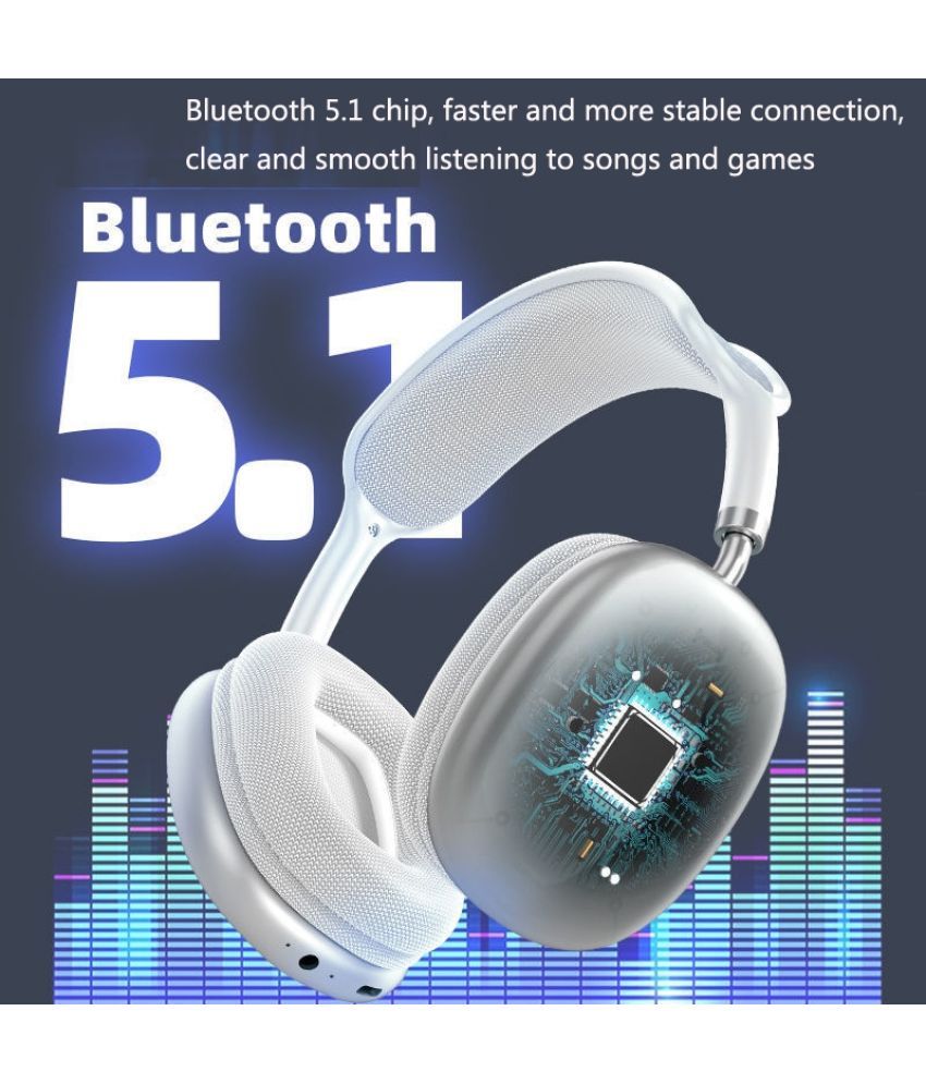 ESTEPER P9 Silver Headphones Bluetooth Bluetooth Headphone On Ear 8 Hours Playback Active Noise cancellation IPX4(Splash & Sweat Proof)